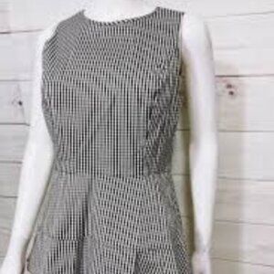 White House Black Market Women's Deliah Gingham Bodice Peplum Blouse Size 14